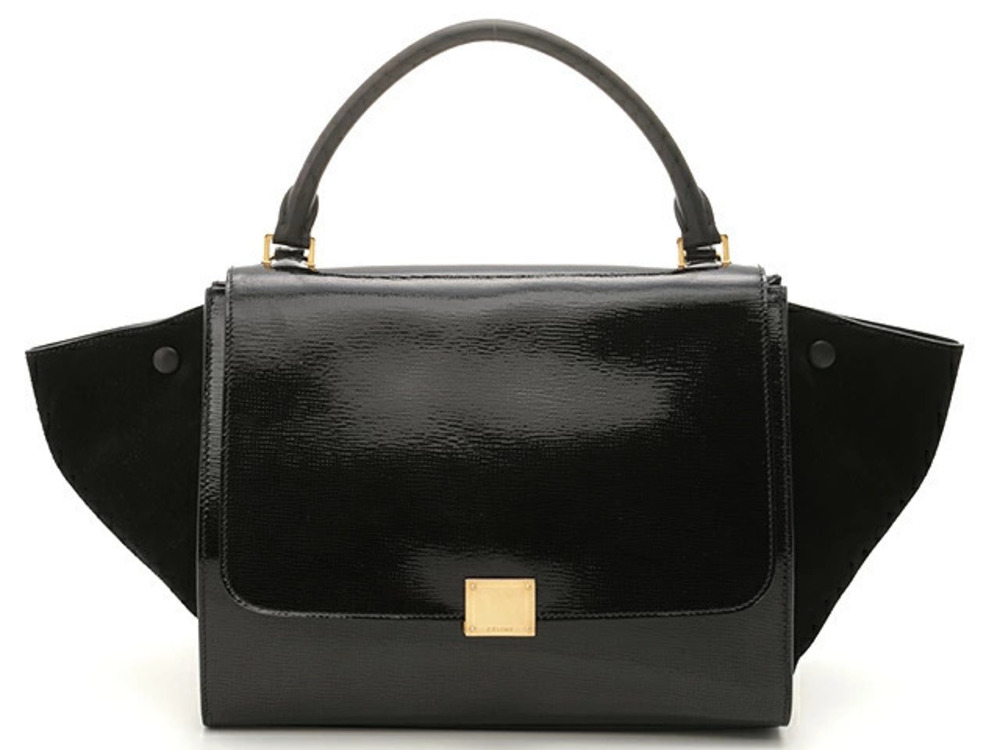 Celine Trapeze Bag Black Patent Vernis Leather